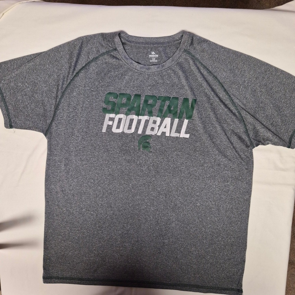 Knights Apparel Michigan State Spartans Football T-Shirt Mens XL Gray Heather